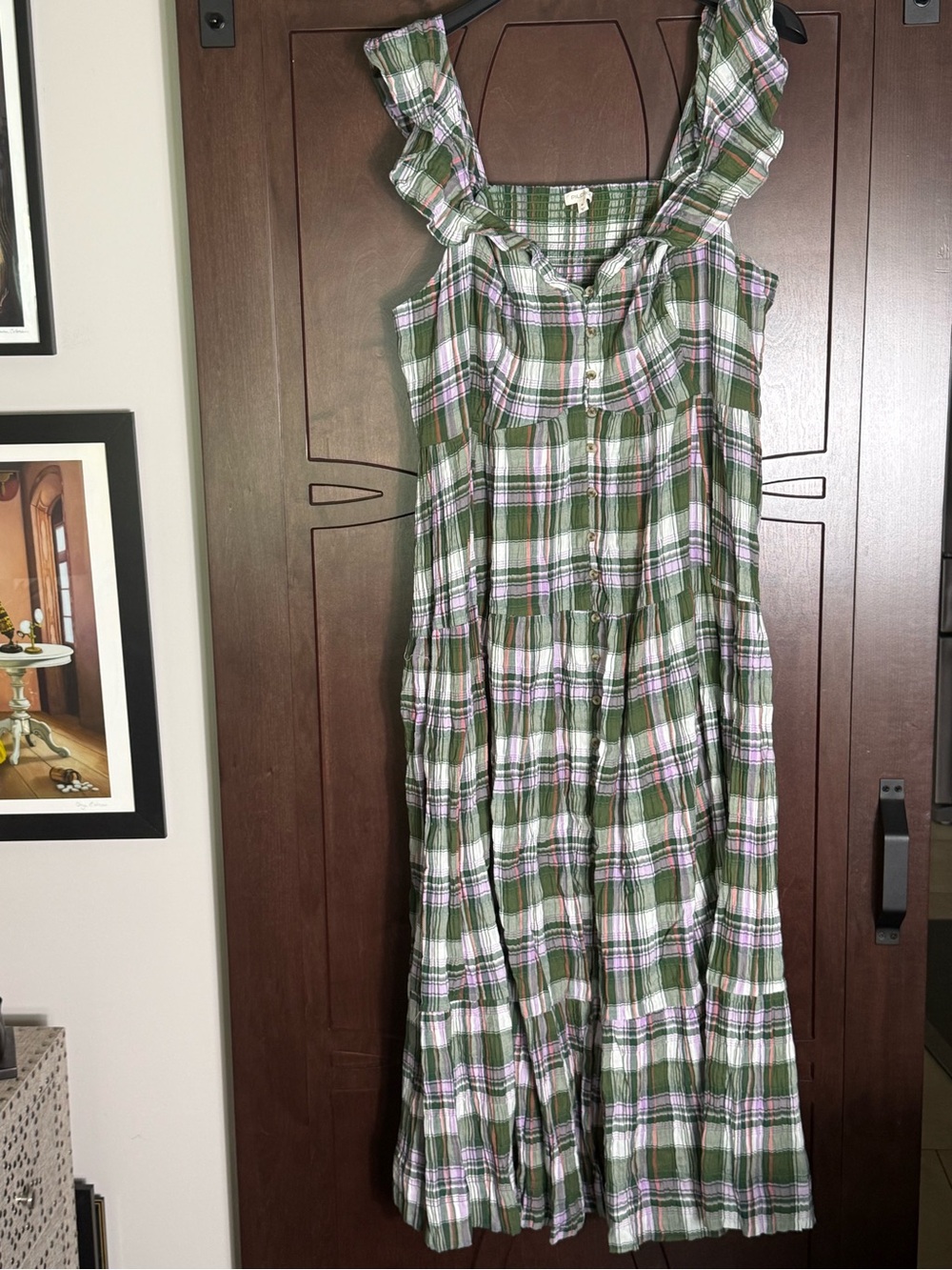 Pilcro Anthropologie Flutter-Sleeve Tiered Midi Dress Plus Size